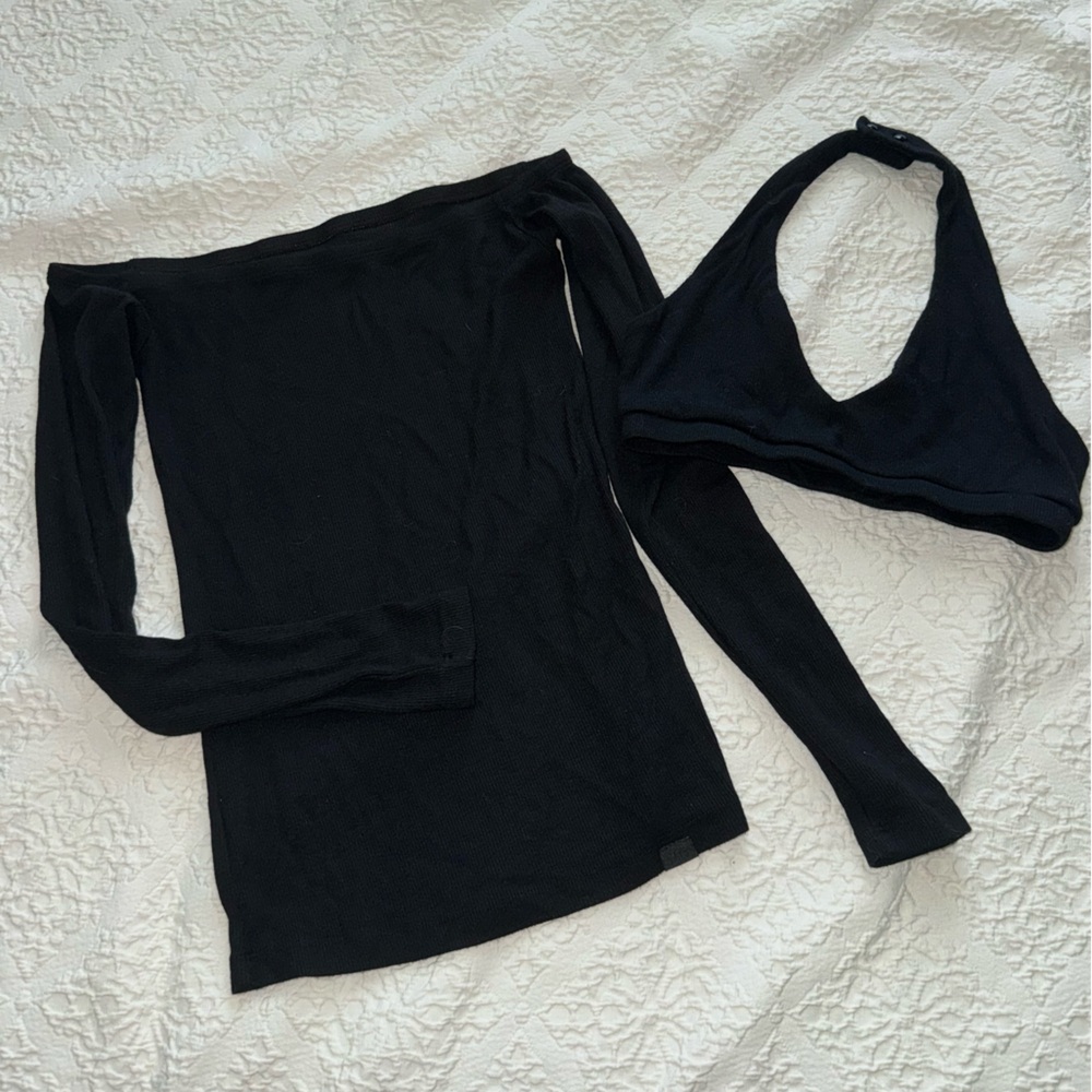 SET Active Ribbed Modal Abby Top in Onyx Size Small